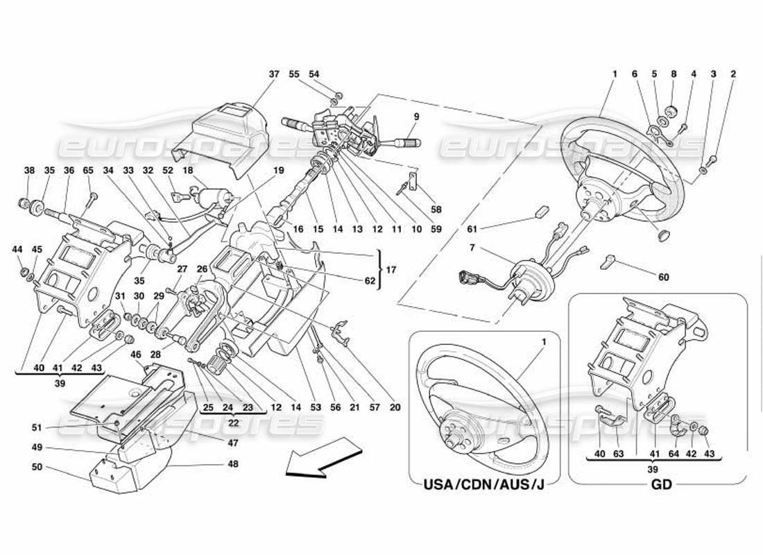 ferrari 550 barchetta lenksäule ersatzteildiagramm