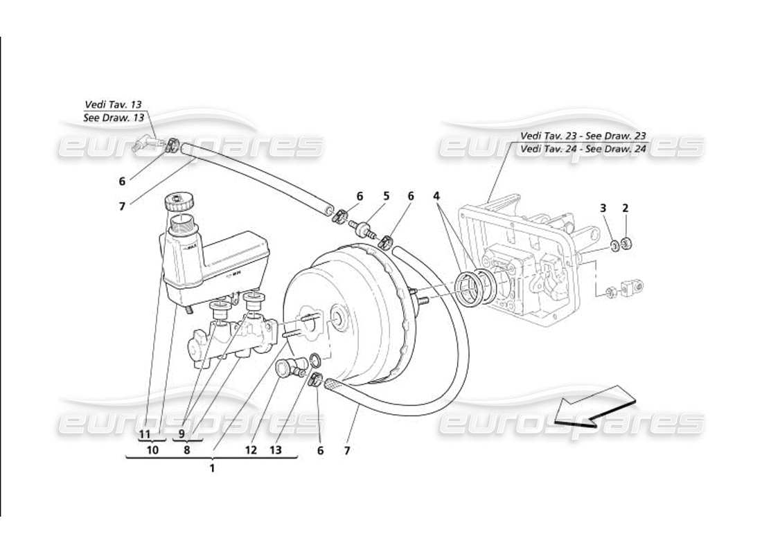 maserati 4200 gransport (2005) teilediagramm für die hydraulische bremssteuerung
