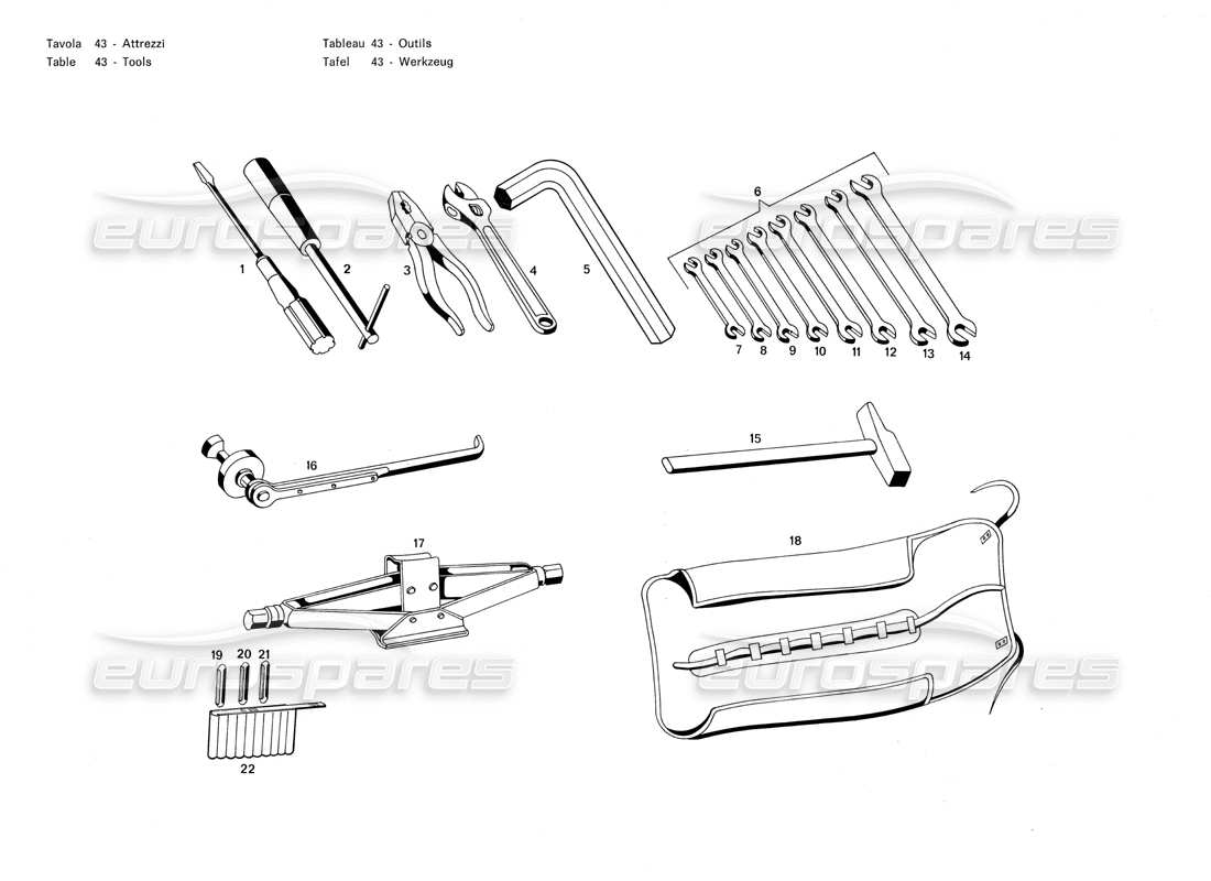 maserati merak 3.0 werkzeugteilediagramm