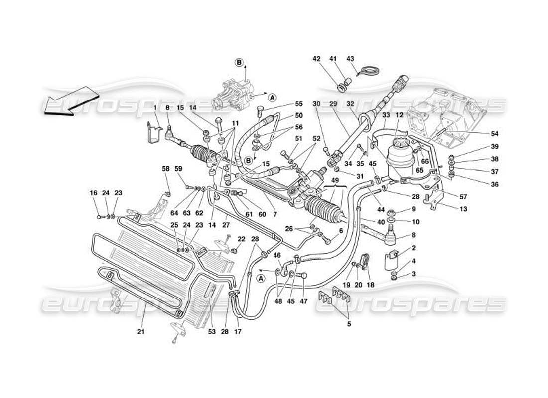 ferrari 550 barchetta hydraulisches lenkgetriebe und serpentine teilediagramm