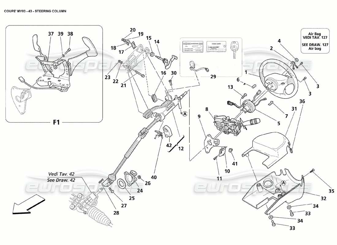 maserati 4200 spyder (2005) lenksäule ersatzteildiagramm