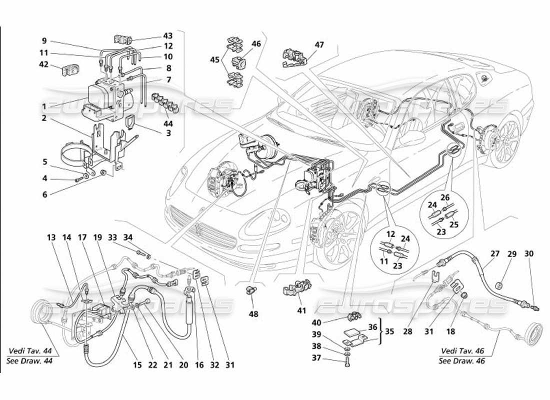 maserati 4200 coupe (2005) bremssystem -gültig für gd- teilediagramm