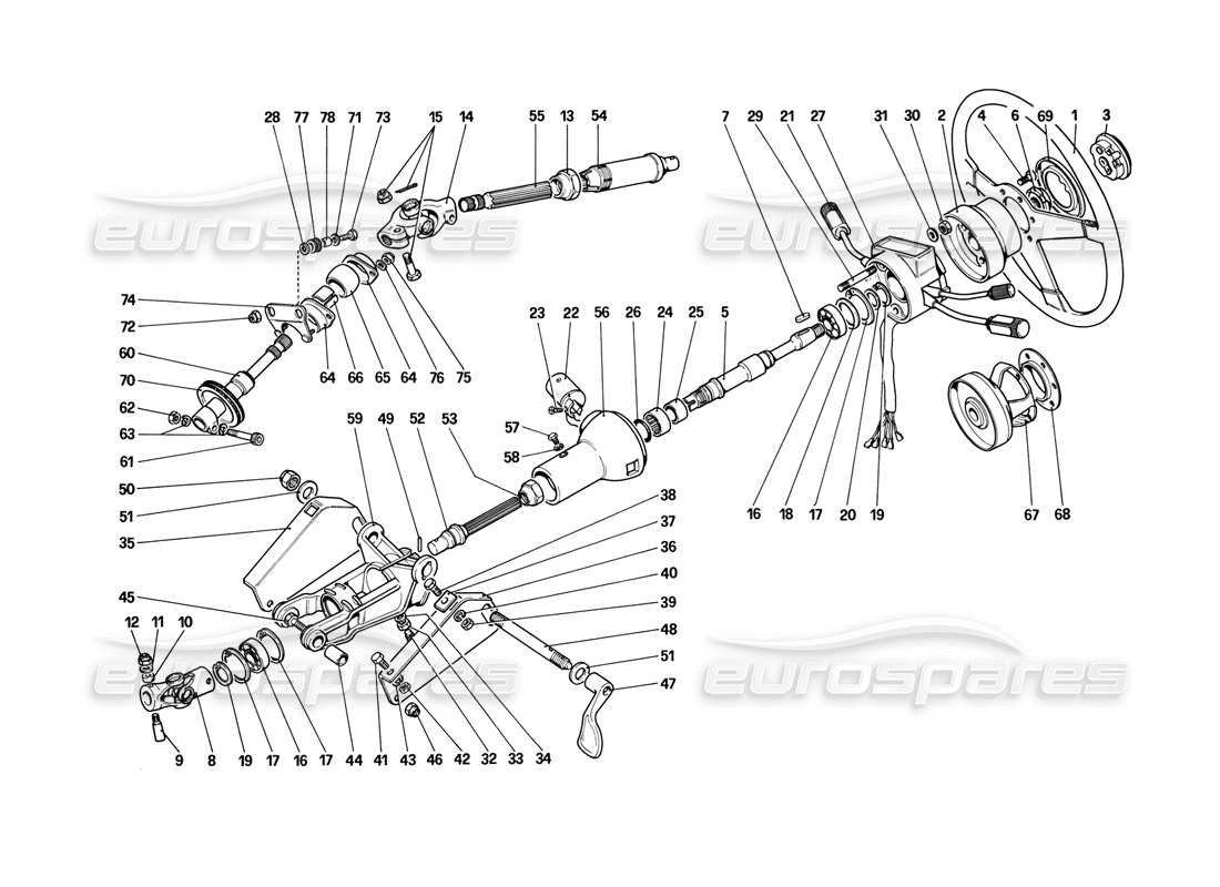 ferrari mondial 3.2 qv (1987) lenksäulen-teilediagramm