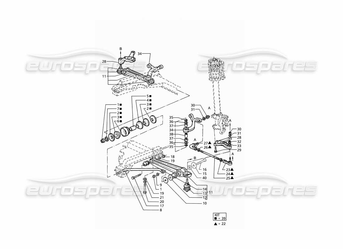 maserati ghibli 2.8 gt (variante) vordere aufhängung teilediagramm