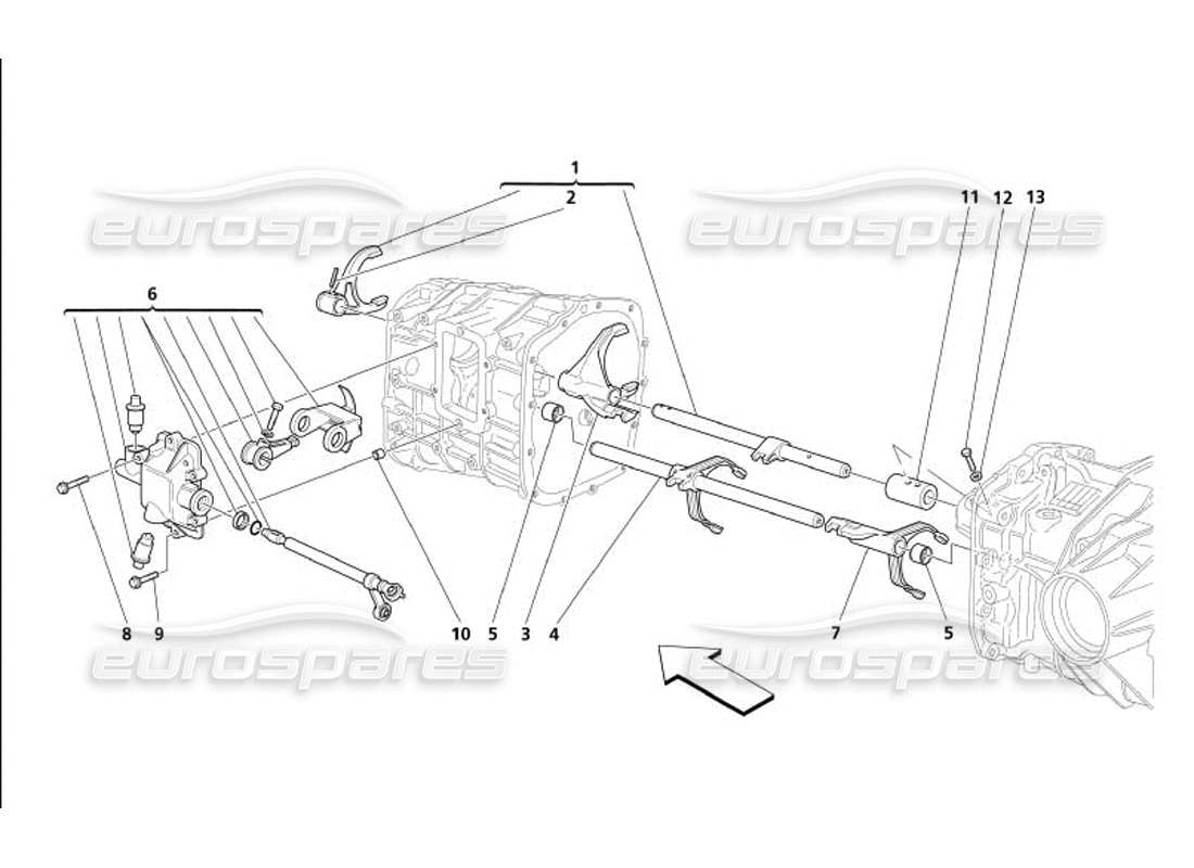 maserati 4200 coupe (2005) innere getriebesteuerung teilediagramm