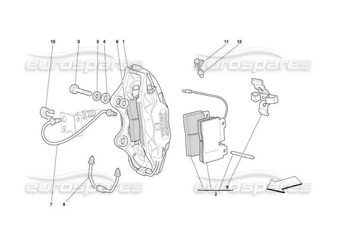 ferrari 550 barchetta bremssattel für vorderradbremse - teilediagramm