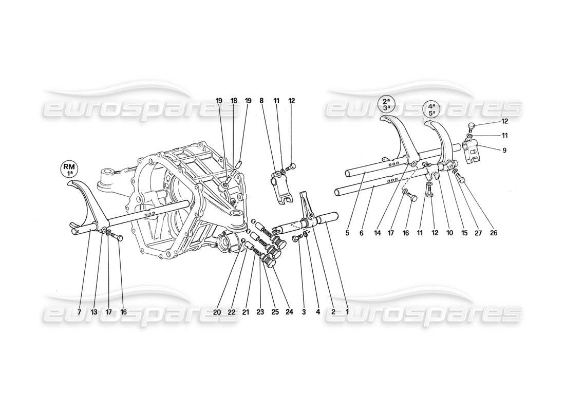 ferrari 288 gto insicte gearbojc controls teilediagramm