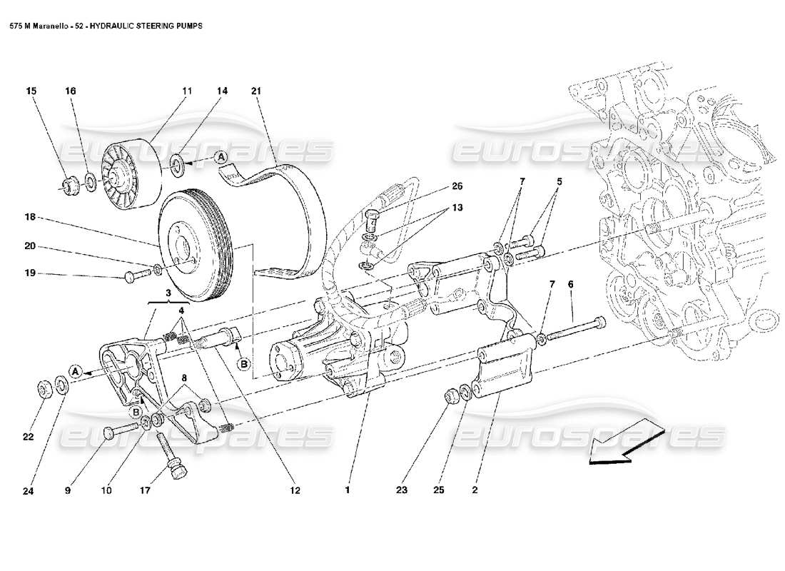 ferrari 575m maranello teilediagramm für hydraulische lenkpumpen