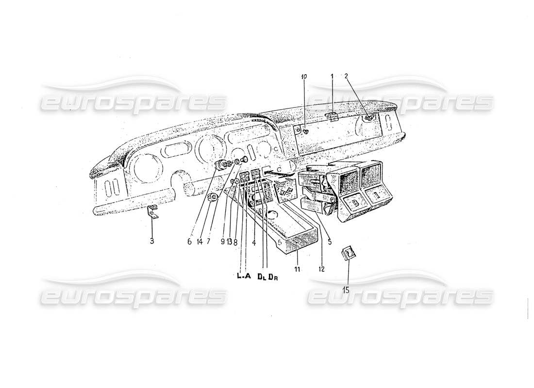 ferrari 330 gt 2+2 (coachwork) teilediagramm für armaturenbrettschalter