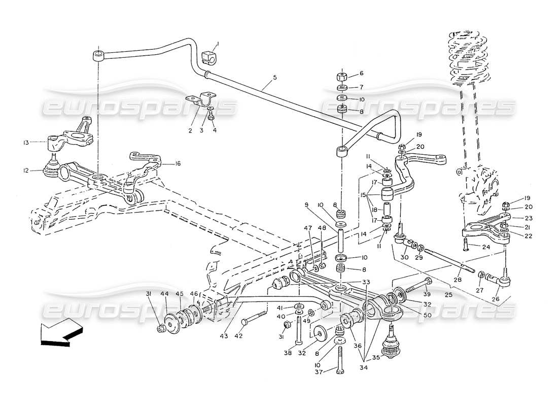 maserati ghibli 2.8 (non abs) teilediagramm für vordere querlenker
