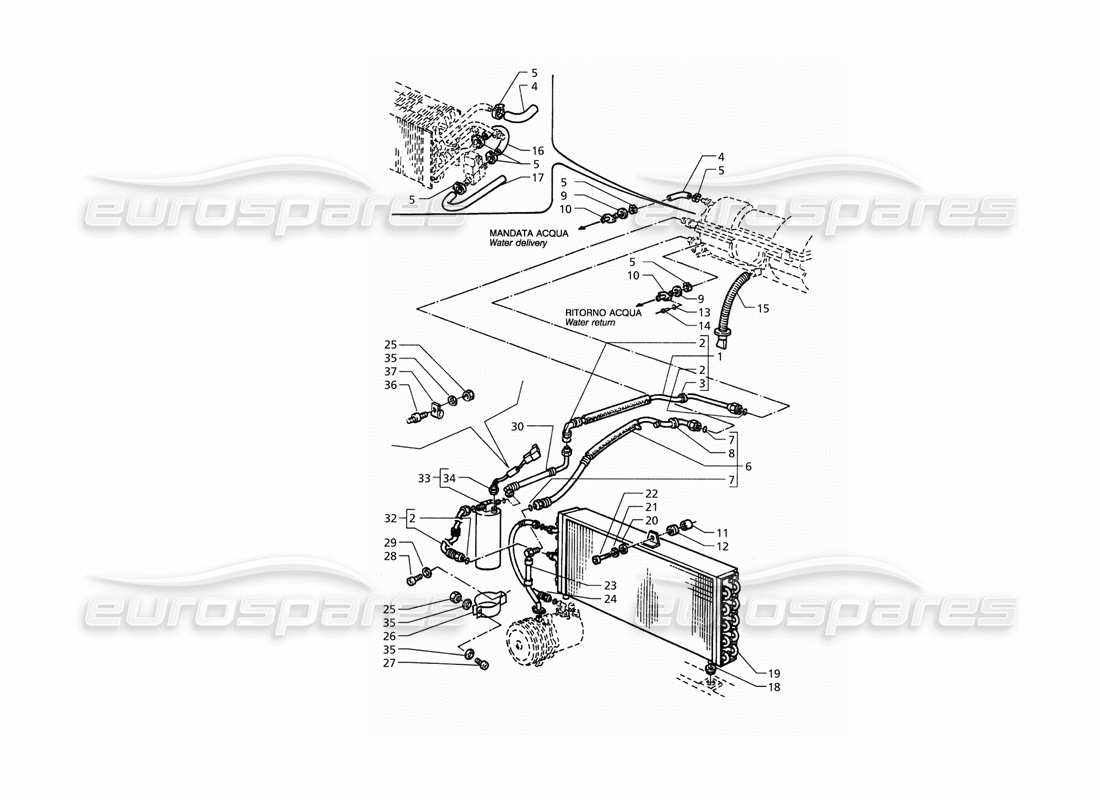 maserati qtp. 3.2 v8 (1999) klimaanlage (linkslenker) mit freon r12 ersatzteildiagramm