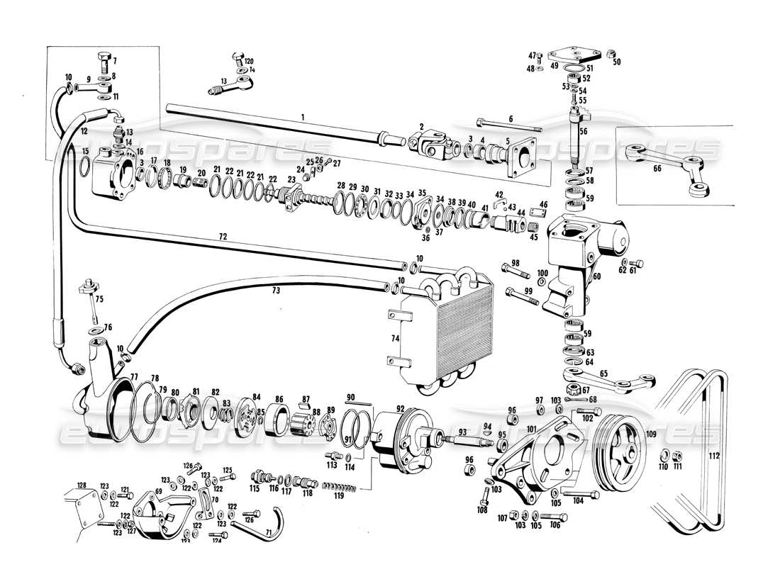 maserati ghibli 4.7 / 4.9 hydraulische lenkung teilediagramm