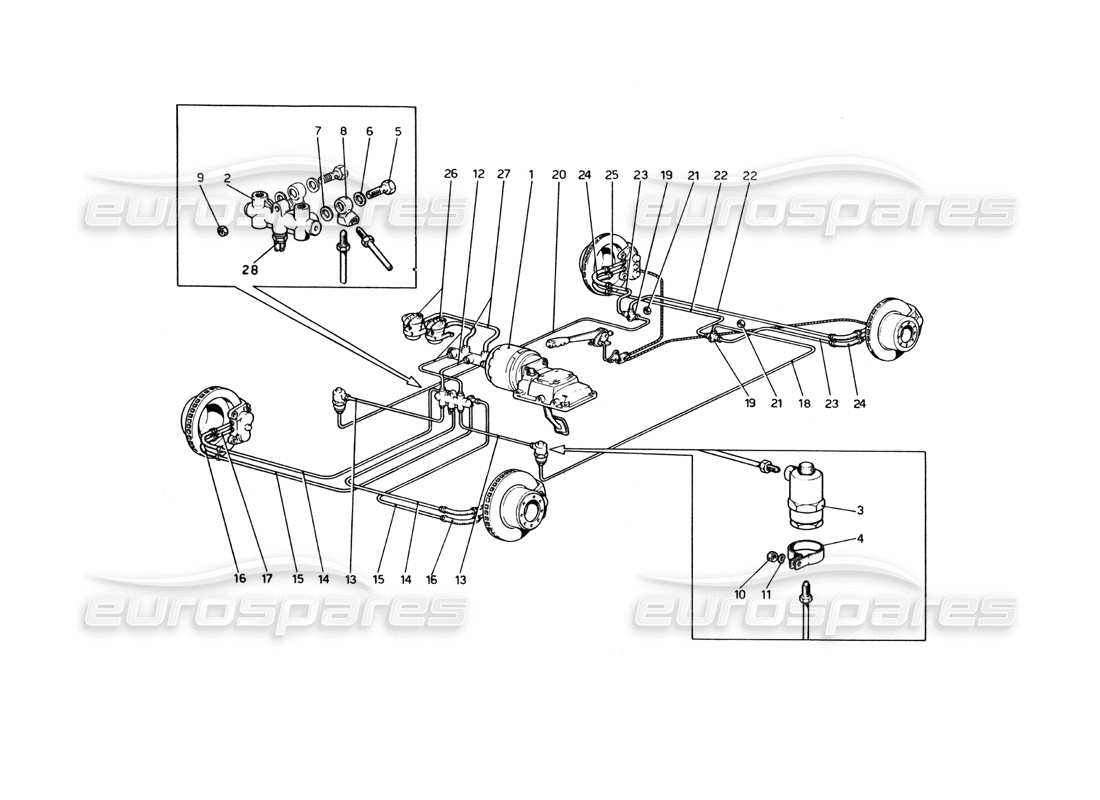 ferrari 365 gt4 berlinetta boxer bremssystem teilediagramm