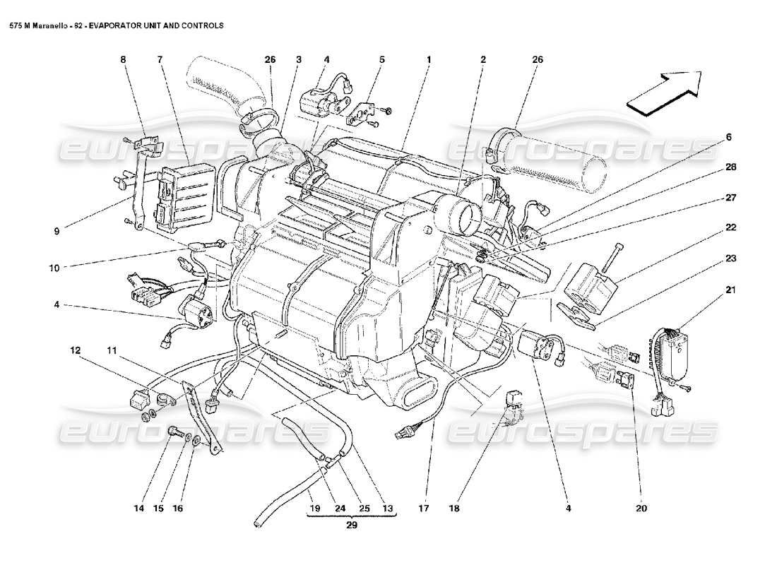 ferrari 575m maranello verdampfereinheit und steuerung teilediagramm