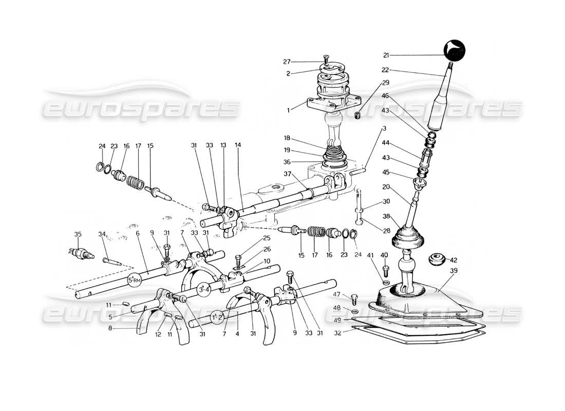 ferrari 400 gt (mechanical) getriebesteuerung innen und außen (400 gt) teilediagramm