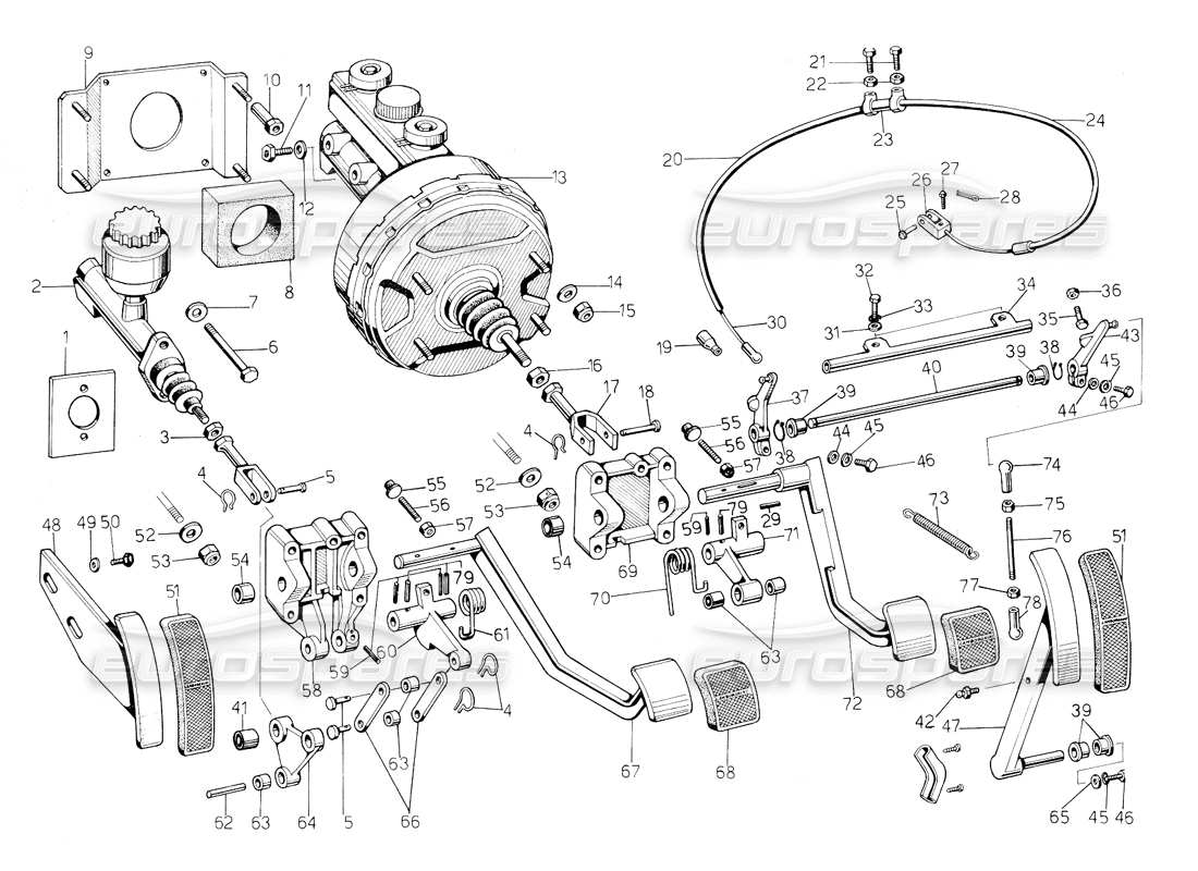 lamborghini countach 5000 qv (1985) pedale (rh d.) ​​teilediagramm