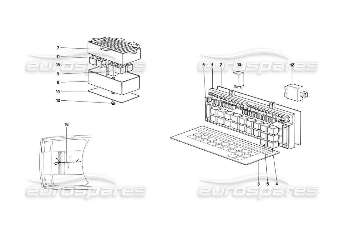 ferrari 412 (mechanical) teilediagramm für elektrisches system, sicherungen und relais