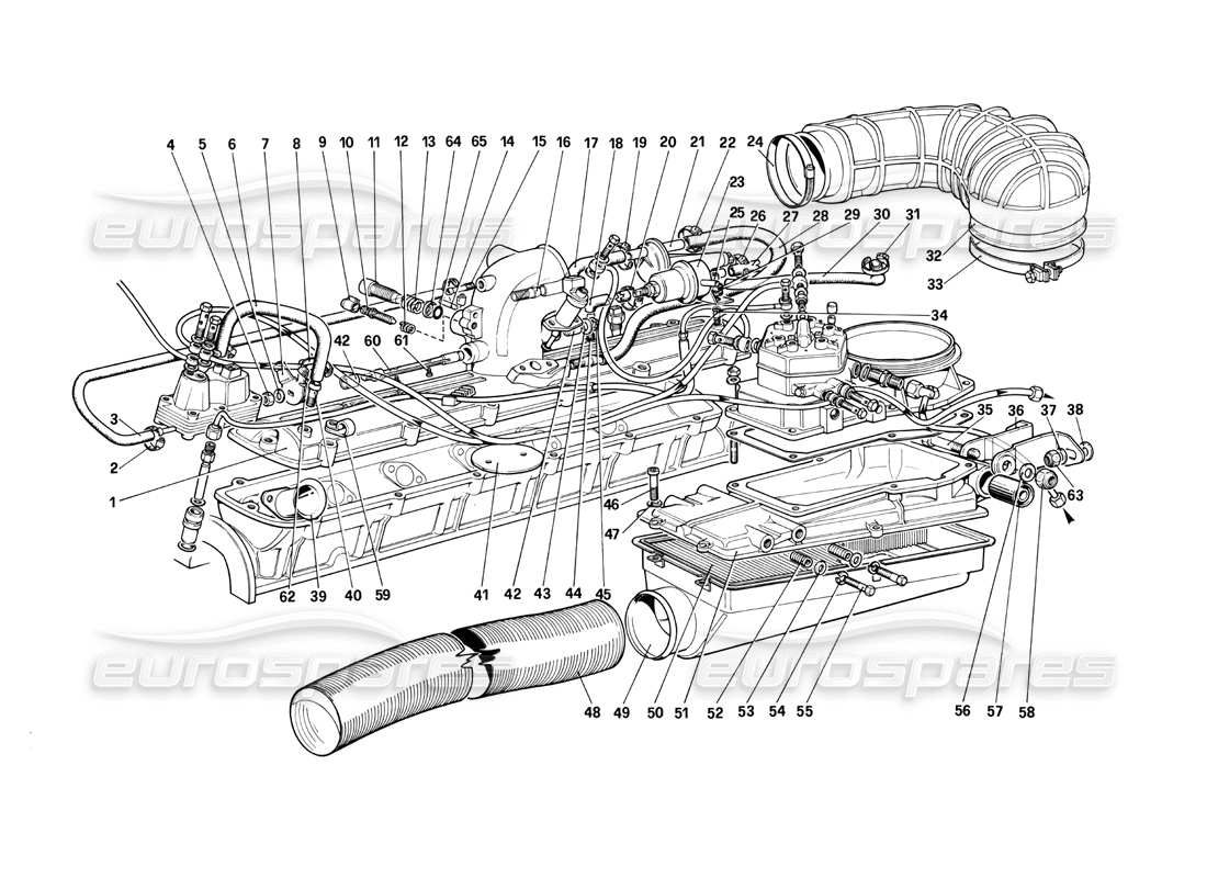 ferrari 412 (mechanical) kraftstoffeinspritzsystem - lufteinlass, leitungsteilediagramm