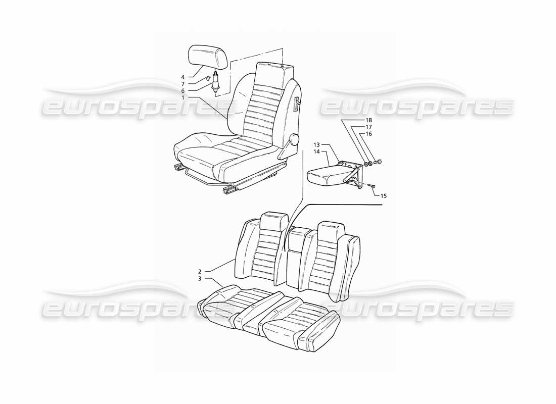 maserati ghibli 2.8 (abs) teilediagramm für vorder- und rücksitze