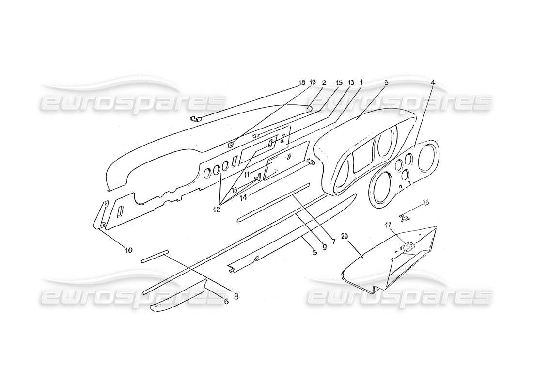 ferrari 330 gtc / 365 gtc (coachwork) armaturenbrett teilediagramm