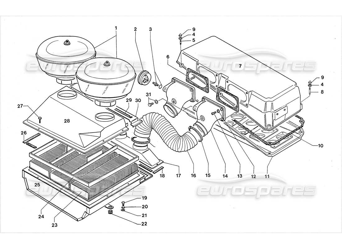 lamborghini lm002 (1988) teilediagramm für luftfilter