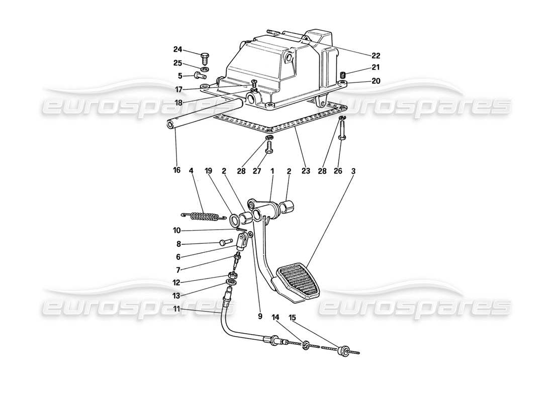 ferrari 328 (1988) teilediagramm für die kupplungsausrücksteuerung (für fahrzeuge mit antiblockiersystem)