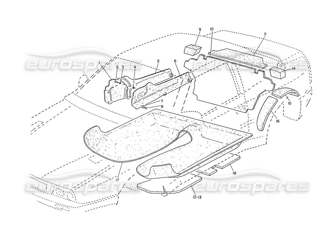 maserati ghibli 2.8 (non abs) teilediagramm für teppiche und filze
