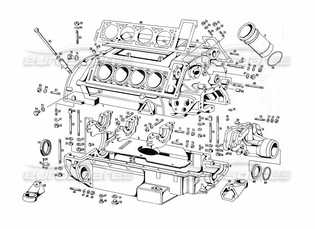 maserati indy 4.2 motorgehäuse teilediagramm