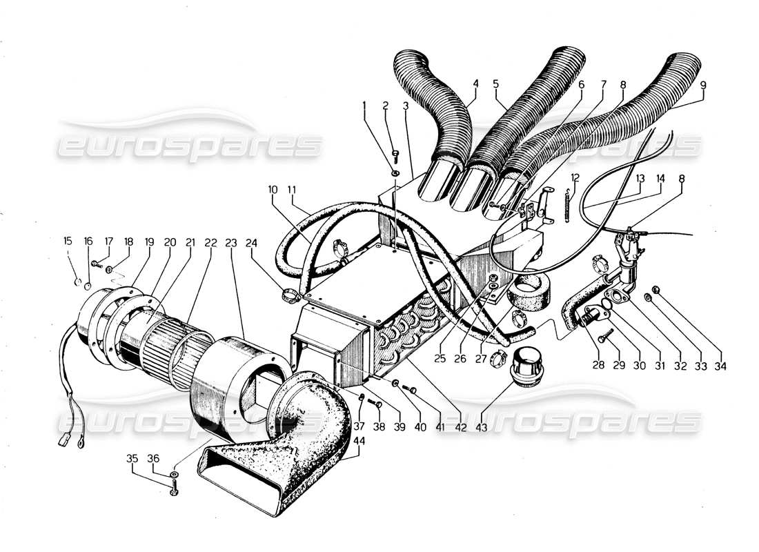 lamborghini urraco p250 / p250s heizung teilediagramm