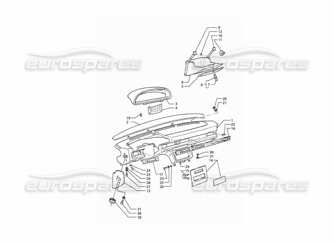 maserati qtp. 3.2 v8 (1999) teilediagramm für instrumententafel (linkslenker)