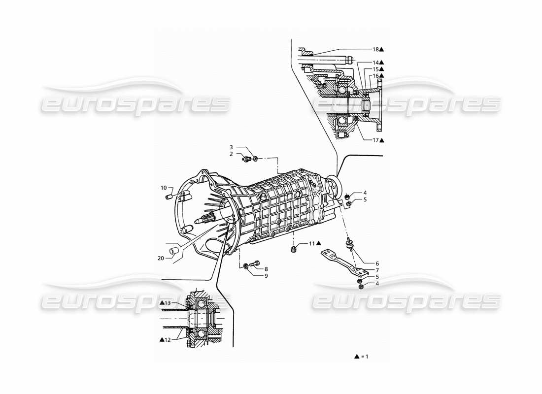 maserati qtp. 3.2 v8 (1999) getrag schaltgetriebe 6 gangteildiagramm