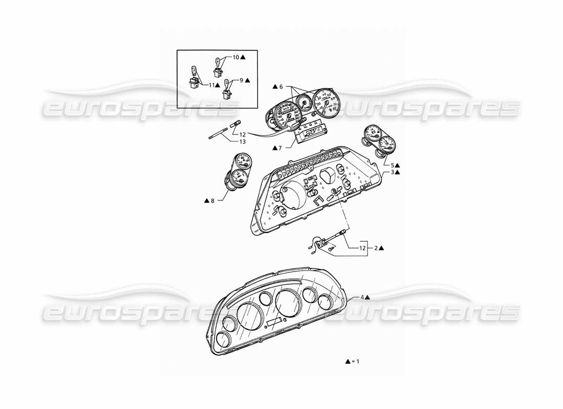 maserati qtp. 3.2 v8 (1999) borletti instrumentation teilediagramm