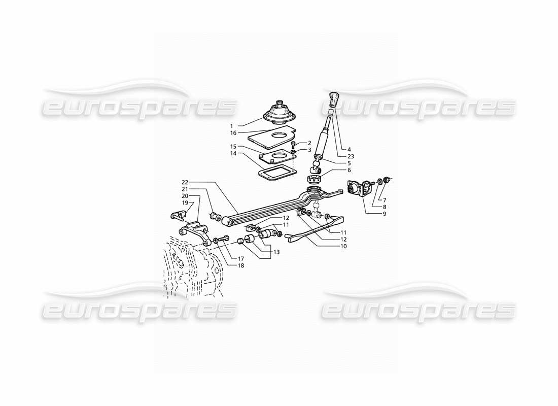 maserati qtp. 3.2 v8 (1999) getrag getriebe 6 geschwindigkeit: außensteuerung teilediagramm