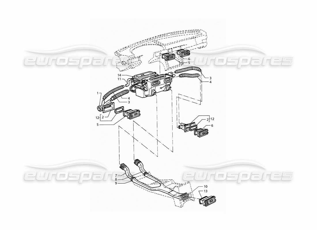 maserati qtp. 3.2 v8 (1999) teilediagramm der fahrgastraumbelüftung