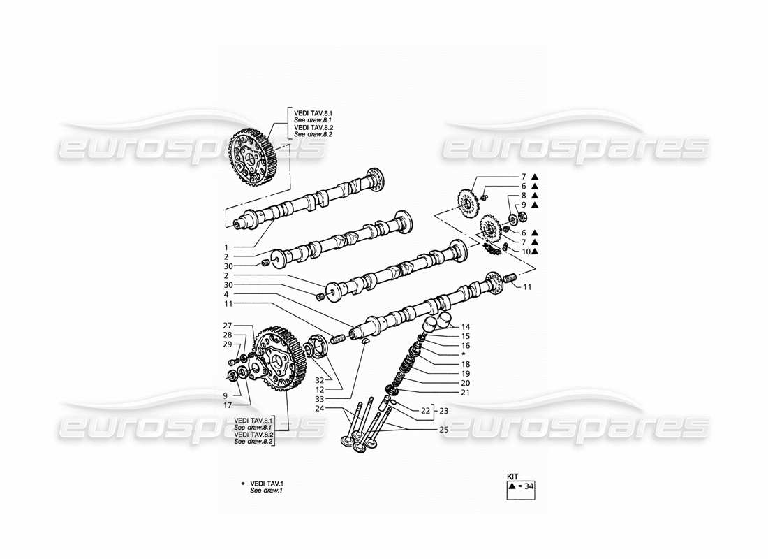 maserati qtp. 3.2 v8 (1999) timing-teilediagramm