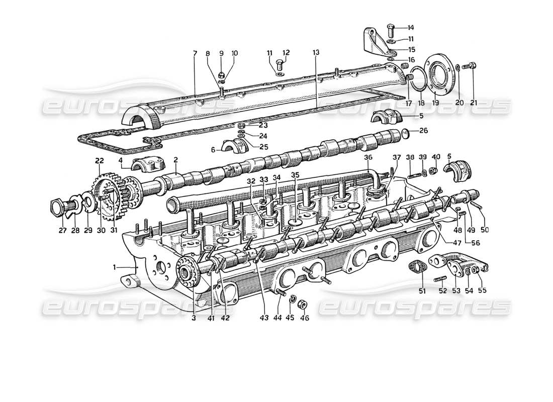 ferrari 275 gtb4 zylinderkopf (links) teilediagramm