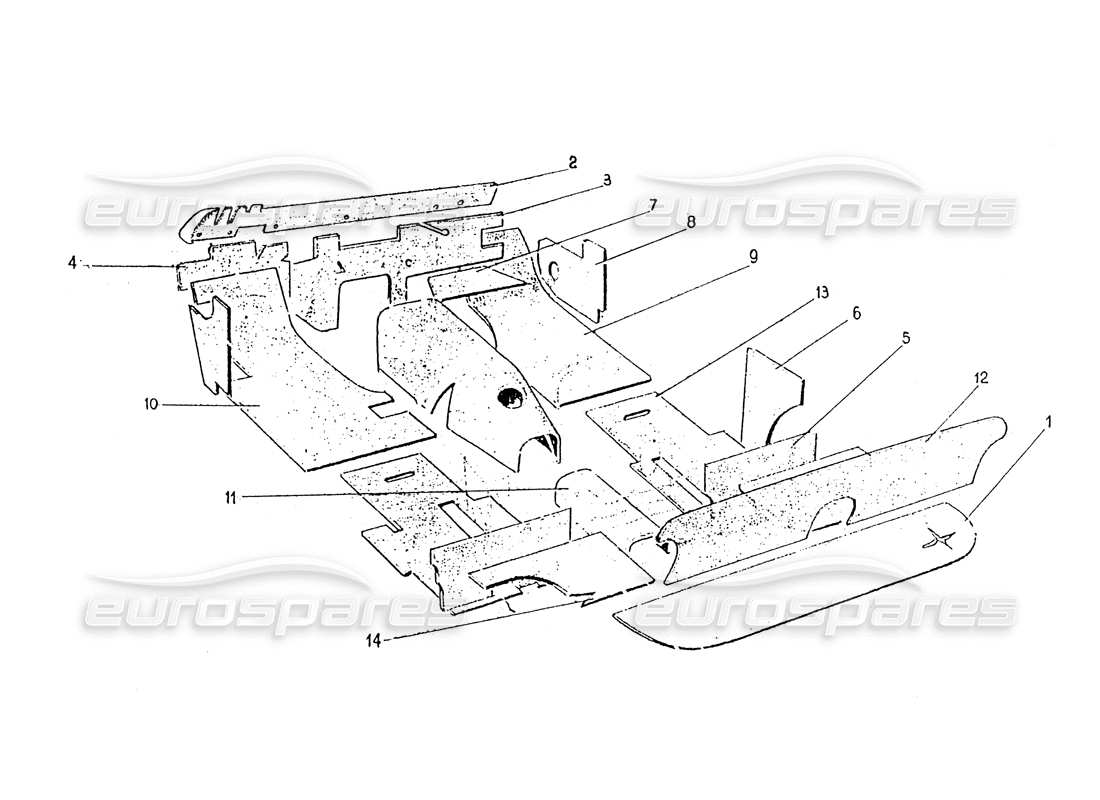 ferrari 330 gt 2+2 (coachwork) innere isolierung (ausgabe 1) teilediagramm