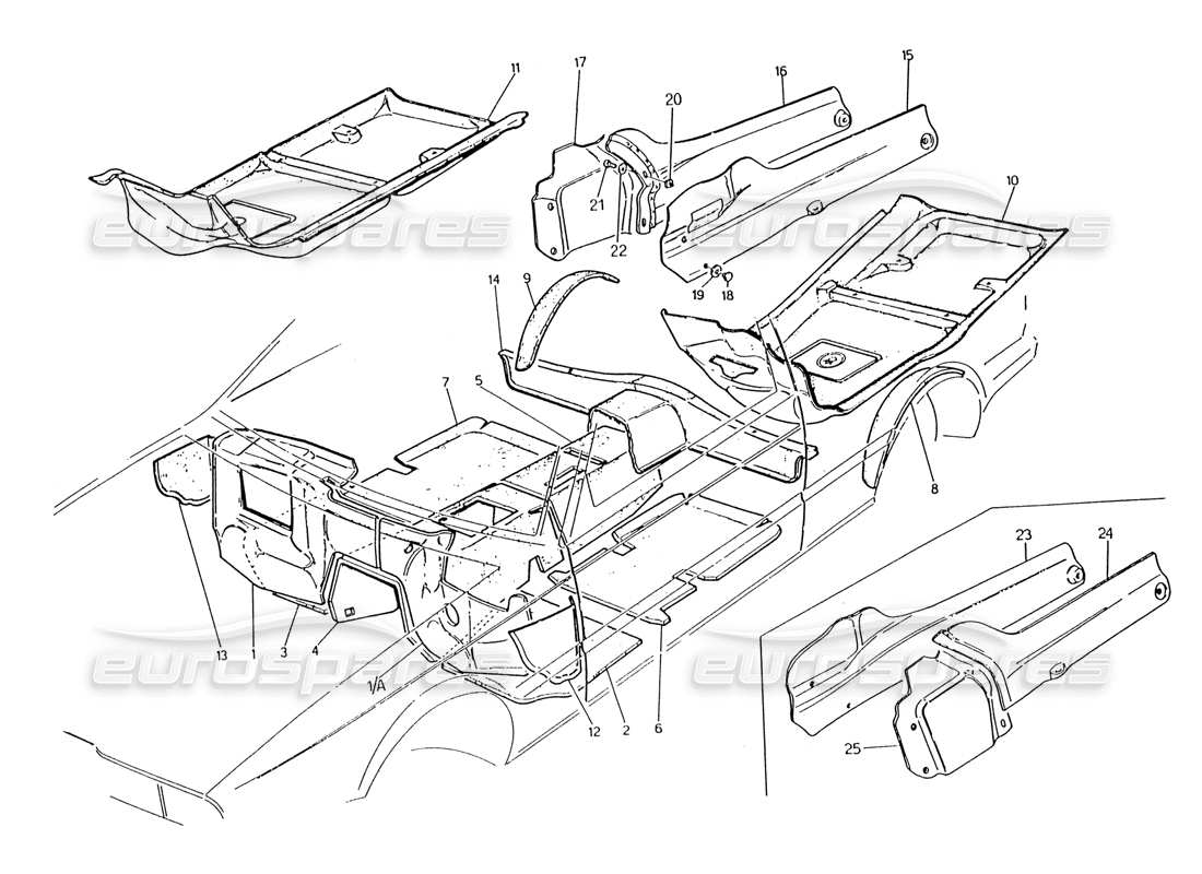 maserati 222 / 222e biturbo teilediagramm für teppiche und filze