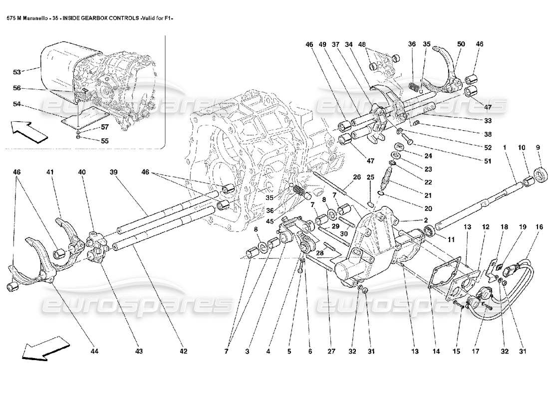 ferrari 575m maranello inside gearbox controls valid for f1 part diagram