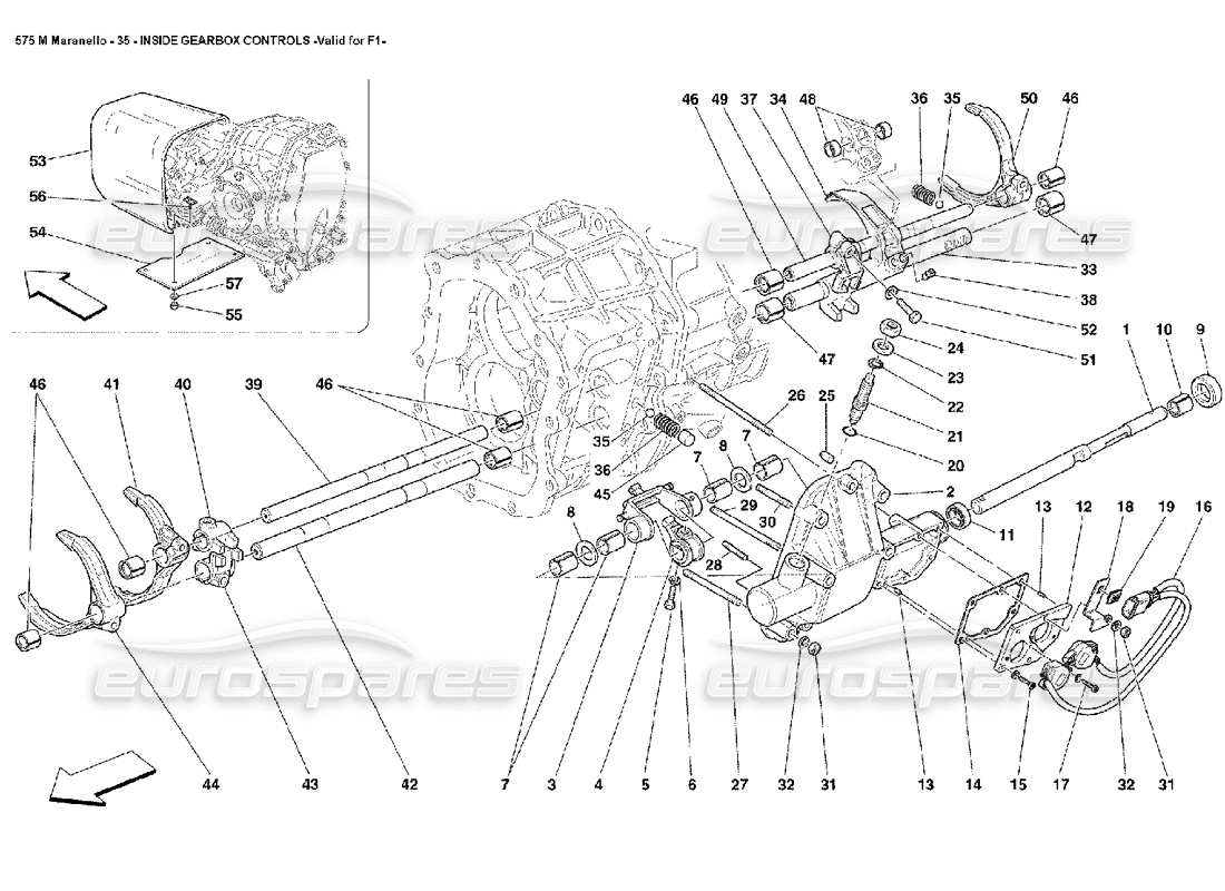 ferrari 575m maranello innere getriebesteuerung gültig für f1 teilediagramm