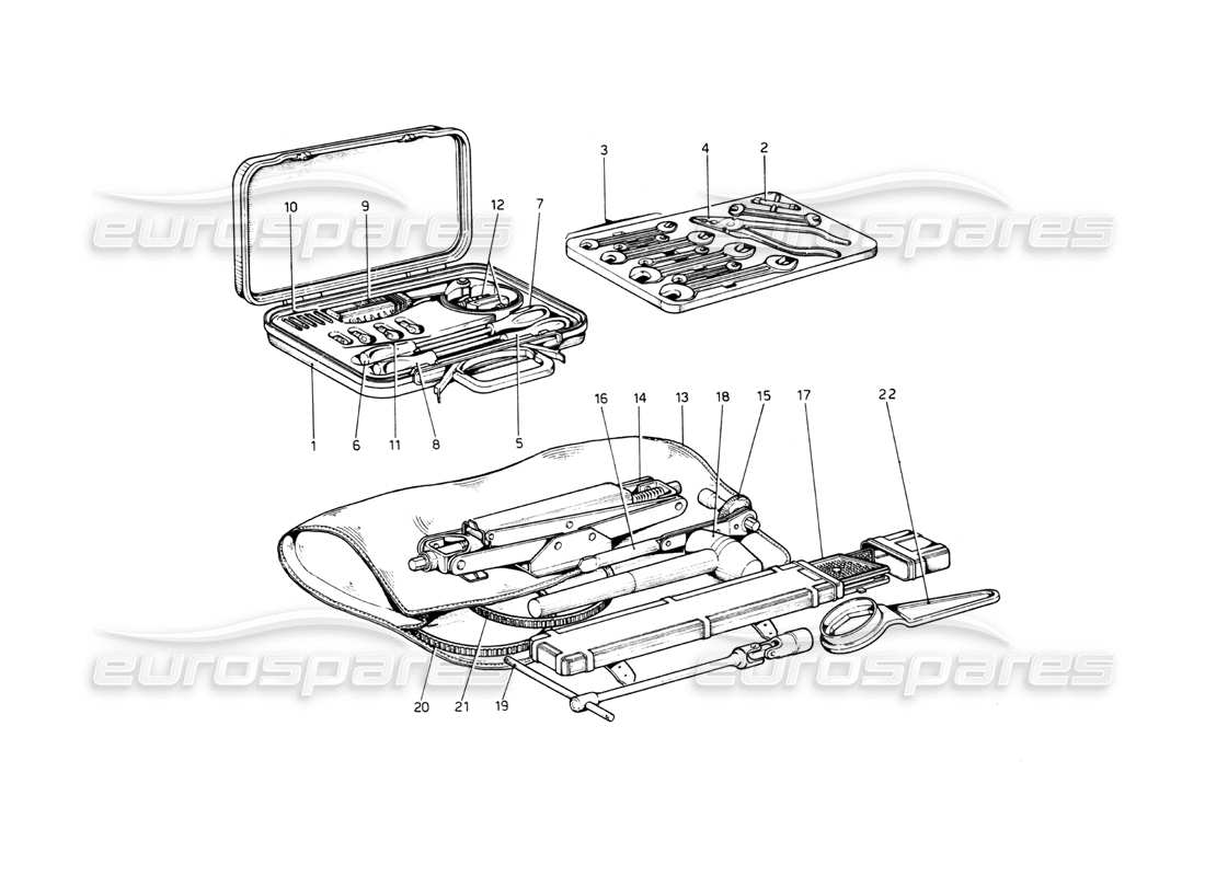 ferrari 512 bb werkzeugsatz-teilediagramm