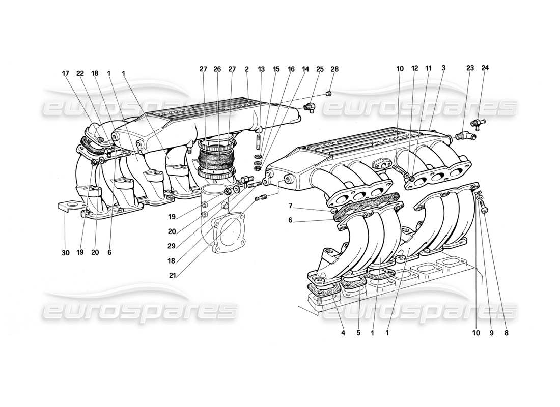 ferrari testarossa (1987) luftansaugkrümmer teilediagramm