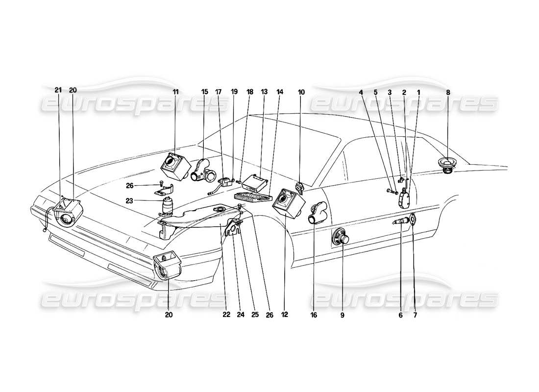 ferrari 412 (mechanical) kühlende elektrische ventilatoren – heizung – scheibe und radic teilediagramm