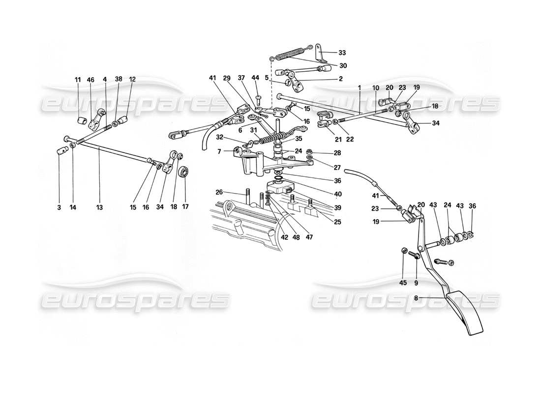 ferrari 412 (mechanical) drosselklappensteuerung lhd teilediagramm