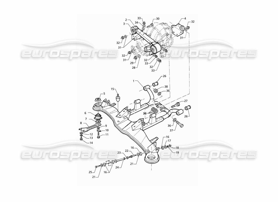 maserati qtp v6 (1996) hinterradaufhängung teilediagramm