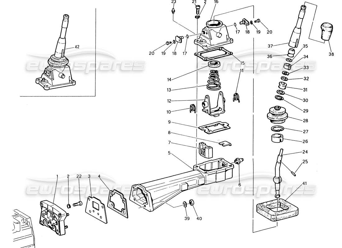 maserati 222 / 222e biturbo getriebe – außensteuerung teilediagramm