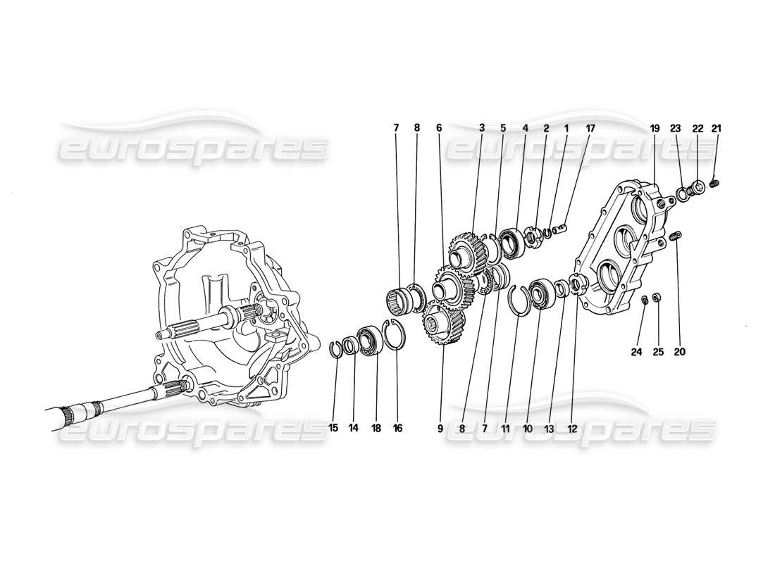 ferrari 328 (1988) getriebeübertragung teilediagramm