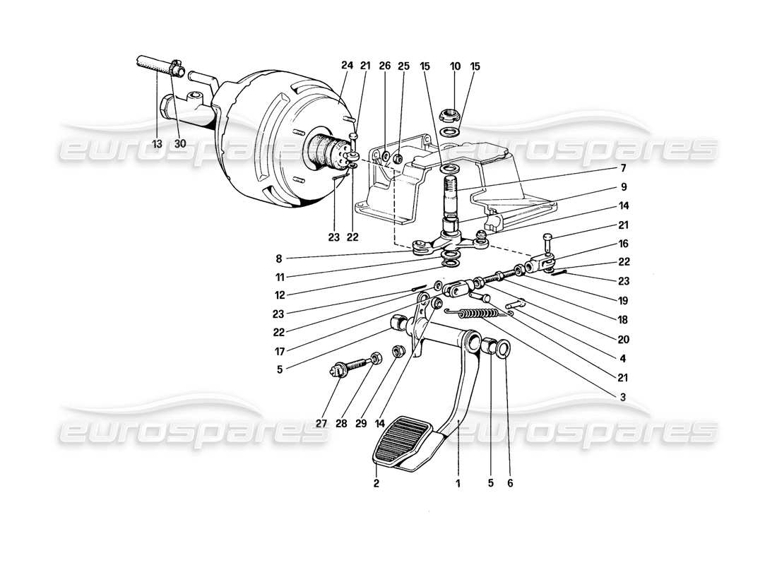 ferrari 328 (1988) bremshydrauliksystem (für fahrzeuge ohne antiblockiersystem - varianten für rhd-version) teilediagramm