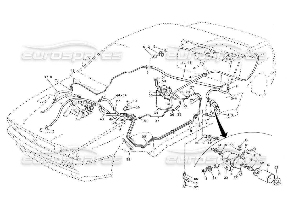 maserati ghibli 2.8 (non abs) kraftstoffleitungen, (2800cc) teilediagramm