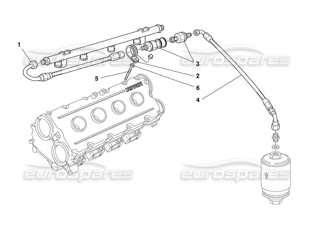 ferrari 348 challenge (1995) kraftstoffzufuhrsystem teilediagramm